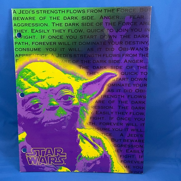 VTG 90s Star Wars 3-hole pocket folders - set of 3 - Darth Vader & Yoda - Picture 11 of 13